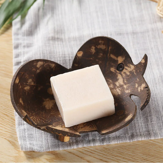 1PC Soap Holder Coconut Shell Wooden Bathroom Soap Dish